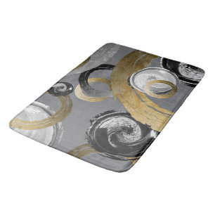 Modern Elegant Rough Rings Circles Abstract Bath Mat