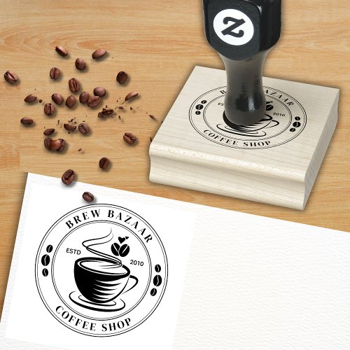 Modern elegant round coffee logo rubber stamp