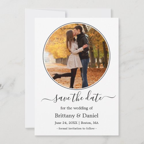 Modern Elegant Round Photo Frame  Save The Date