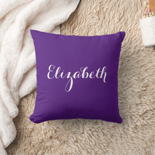 Modern Elegant Royal Purple Add Your Own Name Throw Pillow