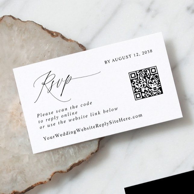 Modern Elegant RSVP QR Code Wedding Reply Enclosure Card (Creator Uploaded)