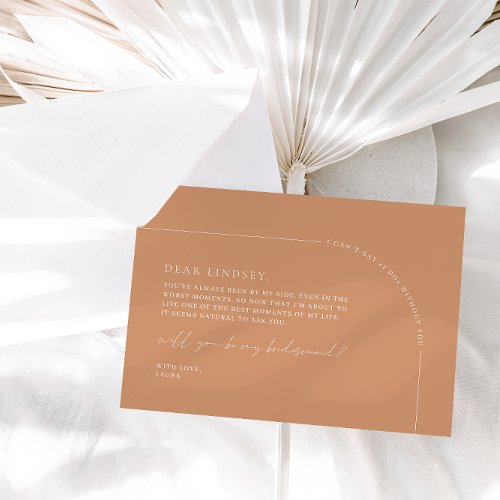 Modern Elegant Rust Arch Bridesmaid Proposal Card