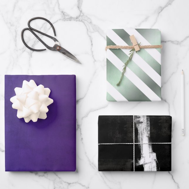 Modern Elegant Rustic Abstract and striped Wrapping Paper Sheets (Front)
