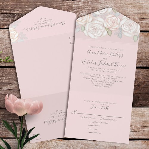 Modern Elegant Rustic Botanical Watercolor Floral All In One Invitation