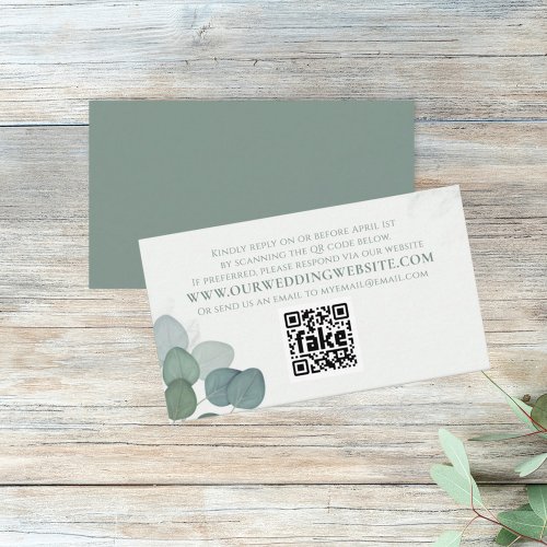 Modern Elegant Rustic Eucalyptus Greenery RSVP  Business Card