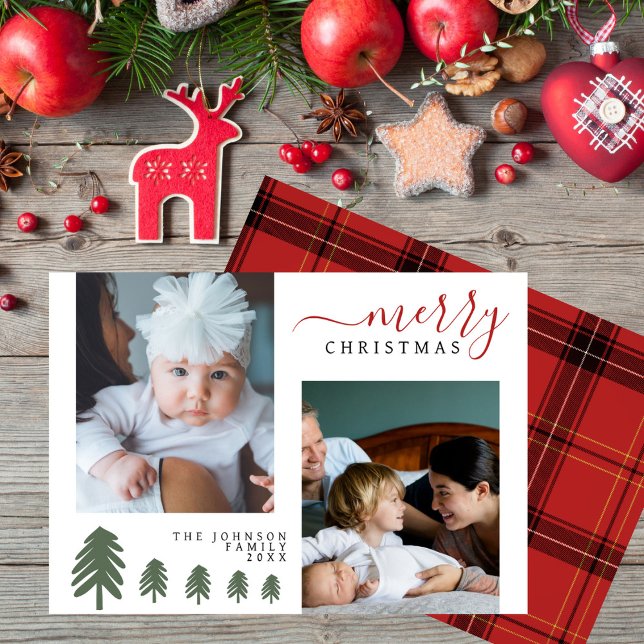 Modern Elegant Rustic Pine Custom Photo  Christmas Holiday Card (Creator Uploaded)