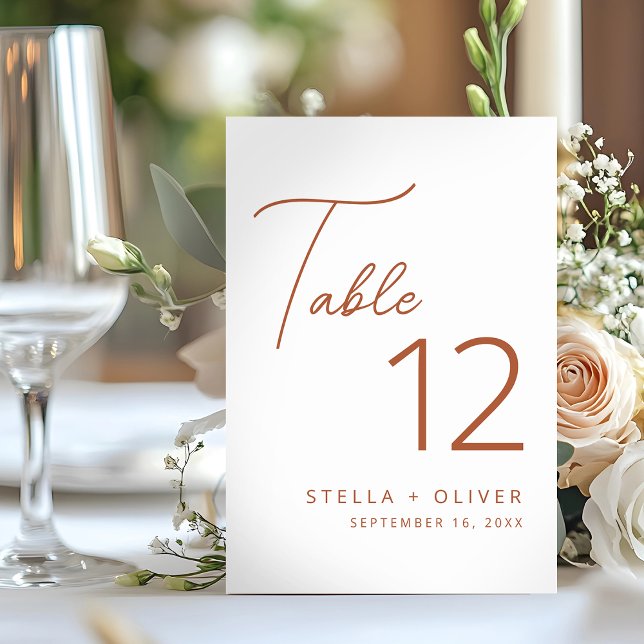 Modern Elegant Rustic Terracotta Script Wedding Table Number (Modern Elegant Rustic Terracotta Script Wedding Table Number)
