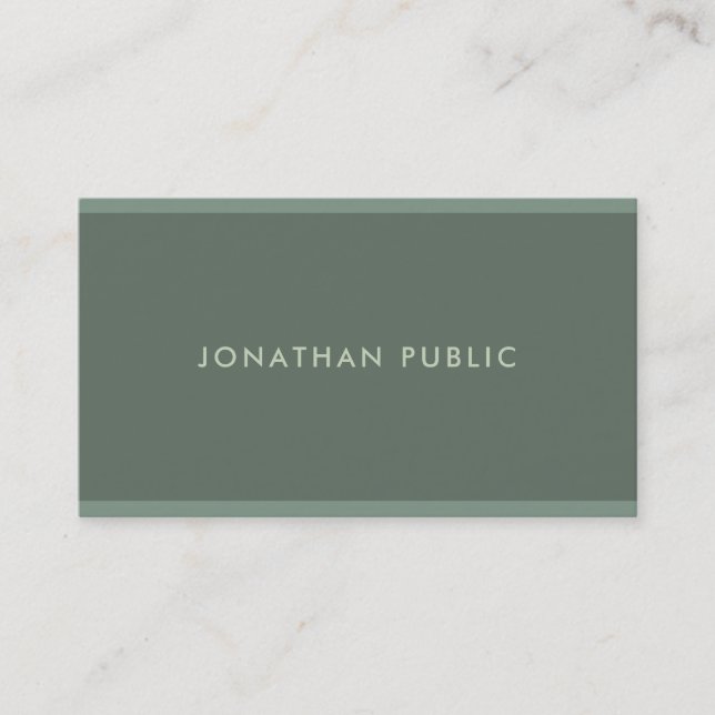 Modern Elegant Sage Green Design Professional Cool Business Card (Front)