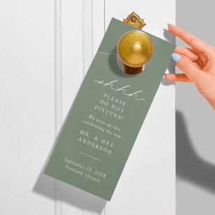 Modern Elegant Sage Green Do Not Disturb Wedding Door Hanger