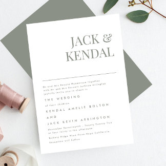 Modern Elegant Sage Green | Editable Names Wedding Invitation