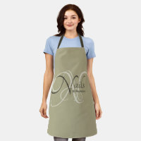 Modern Elegant Sage Green Monogram Nail Artist