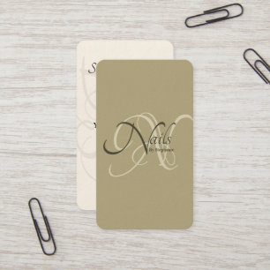 Modern Elegant Sage Green Monogram Nail Artist Business Card