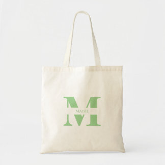 Modern Elegant Sage Green Personalized Monogram Tote Bag