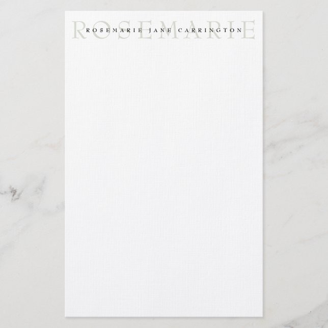 Modern Elegant Sage Green Personalized Stationery (Front)