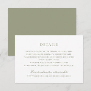 Modern Elegant Sage Green Script Wedding Details Invitation