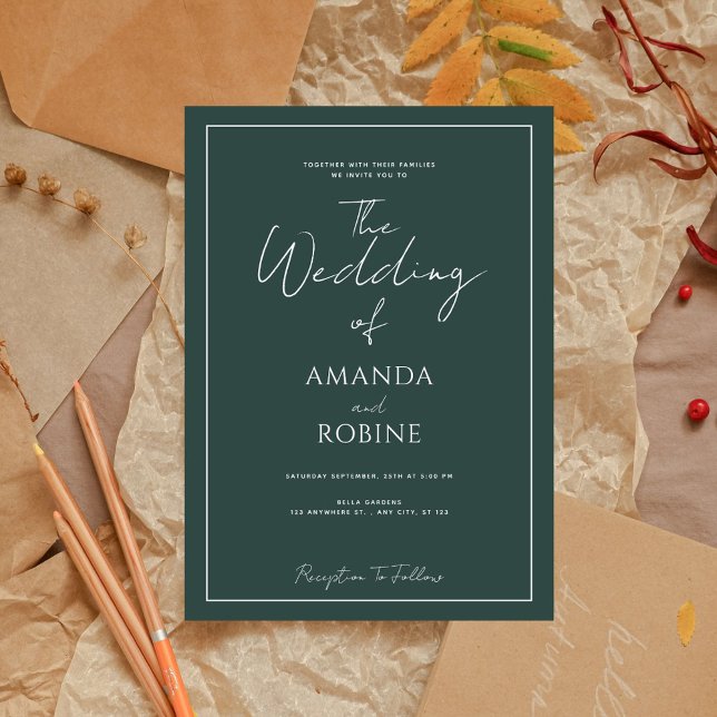 Modern Elegant Sage Green Wedding Invitation (Creator Uploaded)