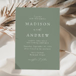 Modern Elegant Sage Green Wedding Invitation<br><div class="desc">Minimalist,  modern wedding invitations featuring your wedding details in white lettering with calligraphy script accents. The sage green background can be changed to a color of your choice. Designed to coordinate with our Modern Elegance wedding collection.</div>