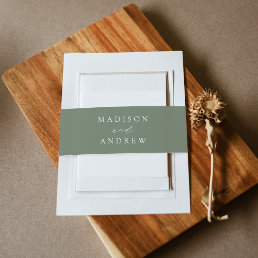 Modern Elegant Sage Green Wedding Invitation Belly Band