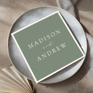 Modern Elegant Sage Green Wedding Napkins