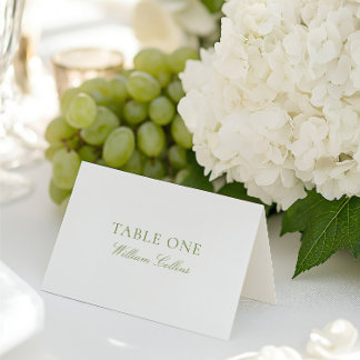Modern Elegant Sage Green Wedding Place Card