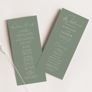 Modern Elegant Sage Green Wedding Program