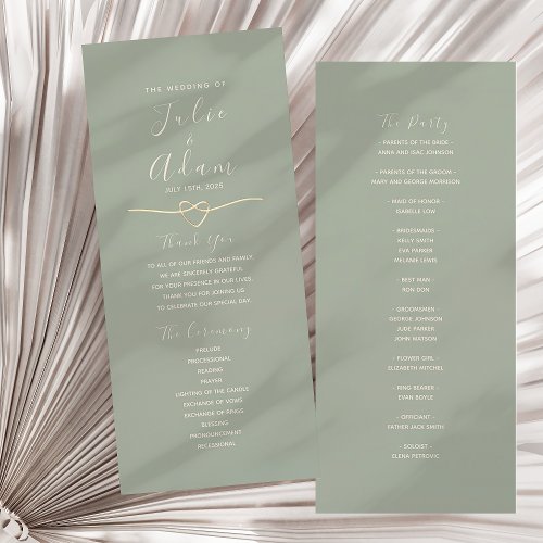 Modern Elegant Sage Green Wedding Program