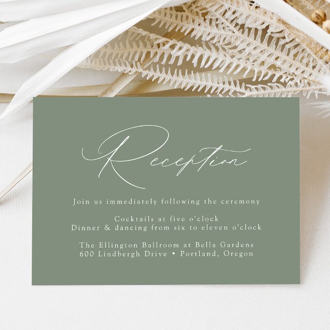 Modern Elegant Sage Green Wedding Reception Enclosure Card (Creator Uploaded)