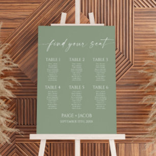 Modern Elegant Sage Green Wedding Seating Chart Foam Board