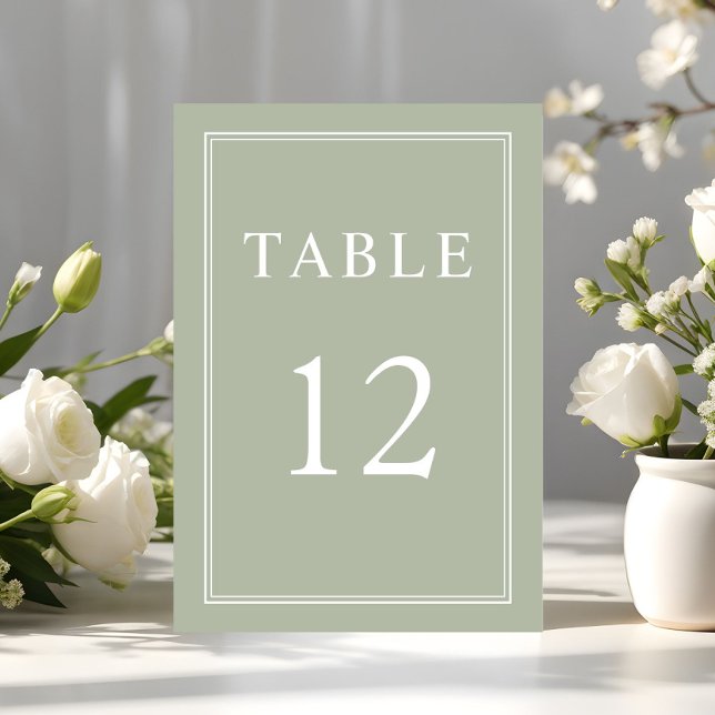 Modern Elegant Sage Green Wedding Table Number (Modern Elegant Sage Green Wedding Table Number)