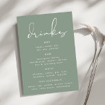 Modern Elegant Sage Green White Wedding Drink Menu Table Number<br><div class="desc">Modern Elegant Sage Green Neutral White Wedding Drinks Menu - modern and impressive - part of a collection</div>