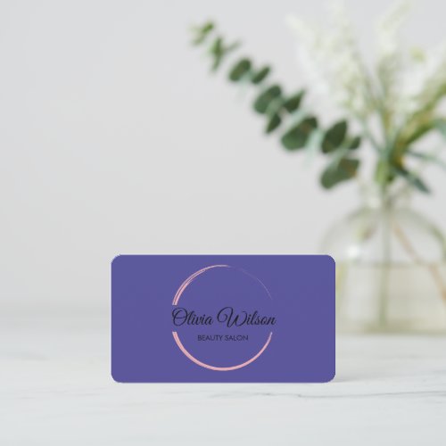 Modern Elegant Salon monogrammed black QR code Business Card