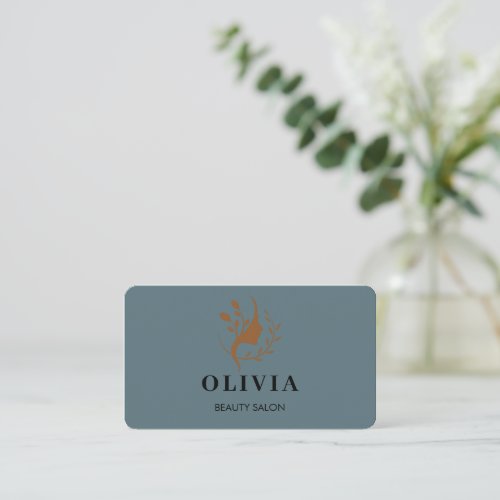 Modern Elegant Salon monogrammed white QR code  Bu Business Card