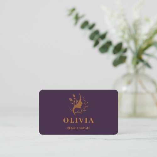 Modern Elegant Salon monogrammed white QR code  Bu Business Card
