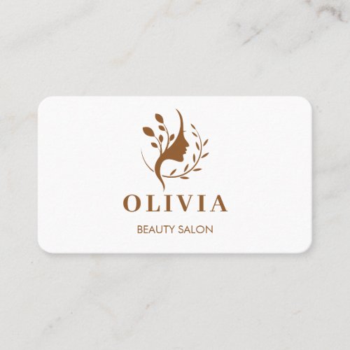Modern Elegant Salon monogrammed white QR code  Business Card