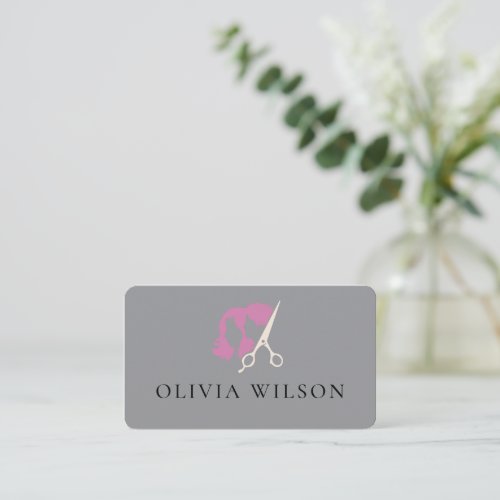Modern Elegant Salon monogrammed white QR code  Business Card