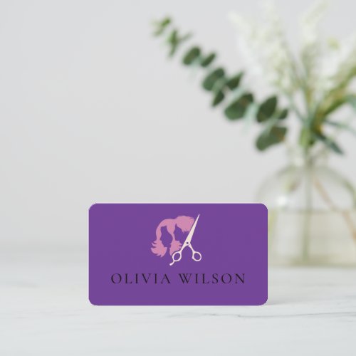 Modern Elegant Salon monogrammed white QR code  Business Card