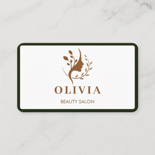 Modern Elegant Salon monogrammed white QR code  Business Card