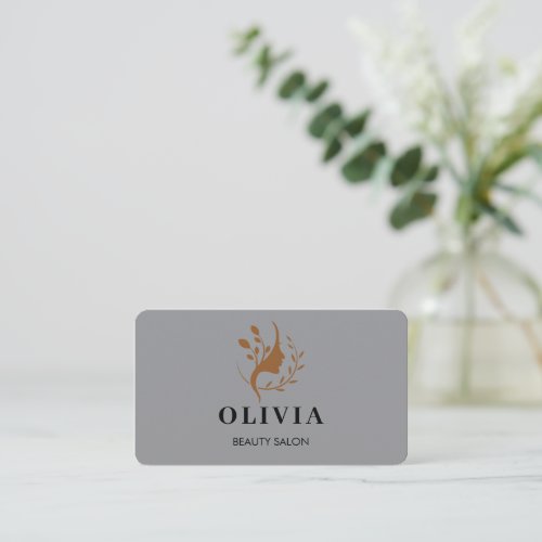 Modern Elegant Salon monogrammed white QR code Business Card
