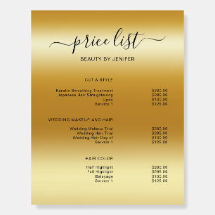 Modern Elegant Salon Price List Template Foam Board