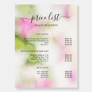Modern Elegant Salon Price List Template Foam Board