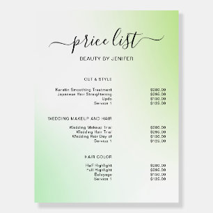 Modern Elegant Salon Price List Template Foam Board