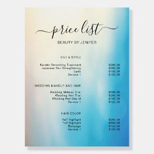 Modern Elegant Salon Price List Template Foam Board