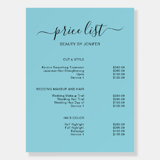 Modern Elegant Salon Price List Template Foam Board