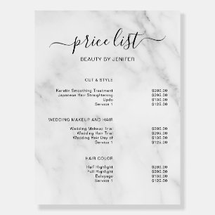 Modern Elegant Salon Price List Template Foam Board