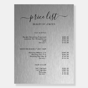 Modern Elegant Salon Price List Template Foam Board