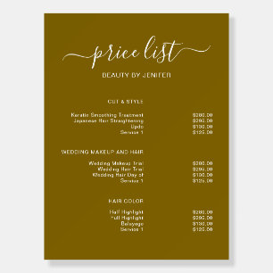 Modern Elegant Salon Price List Template Foam Board