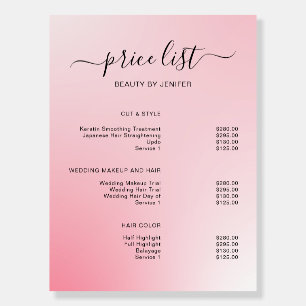 Modern Elegant Salon Price List Template Foam Board