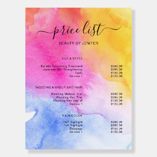 Modern Elegant Salon Price List Template Foam Board