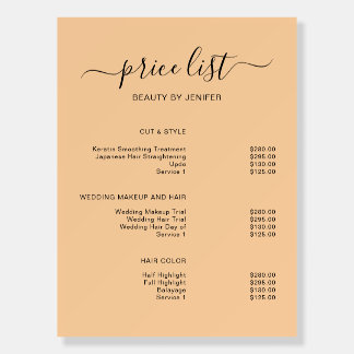 Modern Elegant Salon Price List Template Foam Board