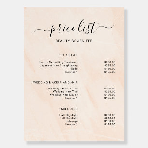 Modern Elegant Salon Price List Template Foam Board